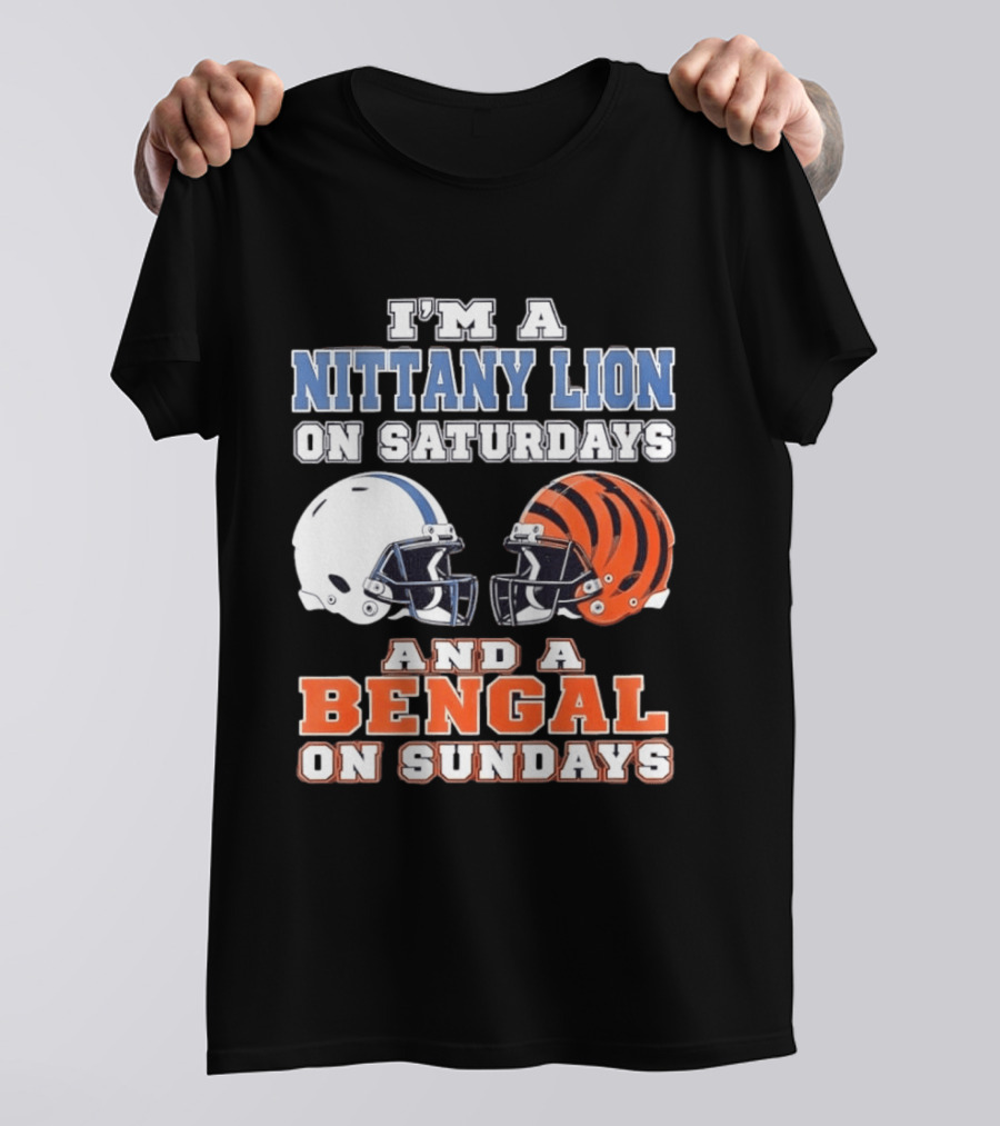 Nittany Lion On Saturdays Bengal On Sundays Football Fan Helmets T-Shirt