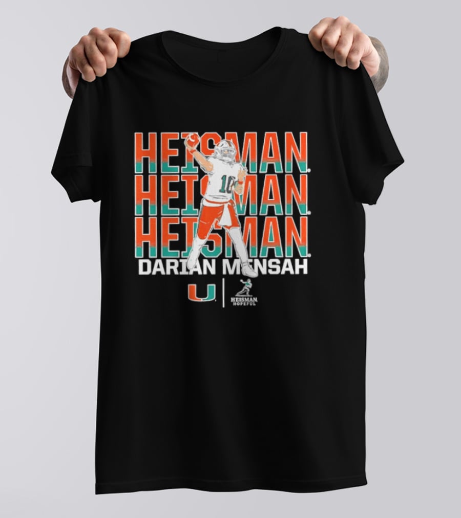 Miami Hurricanes Darian Mensah Heisman Hopeful Football Pose T-Shirt