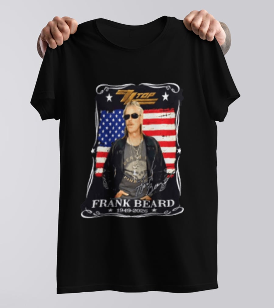 ZZ Top Frank Beard 1949 2026 American Flag Memorial T-Shirt