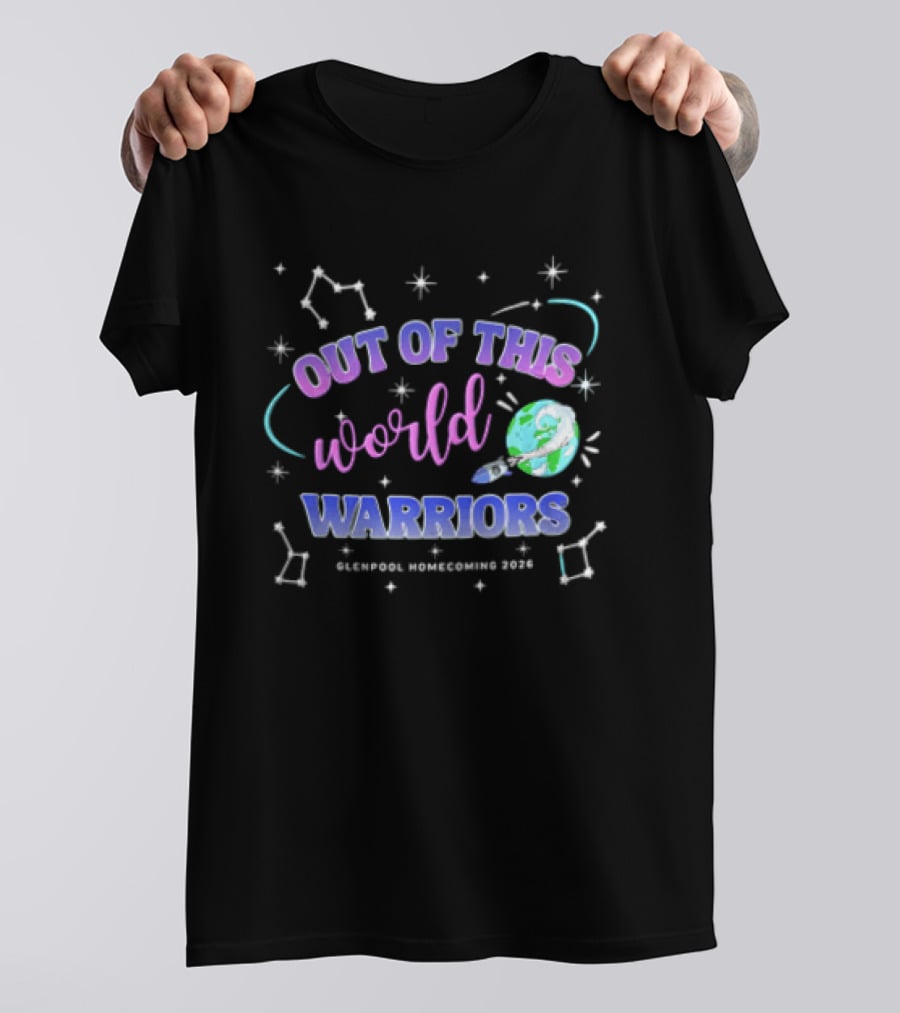 Out Of This World Warriors Glenpool Homecoming 2026 Cartoon Earth Rocket Constellations T-Shirt