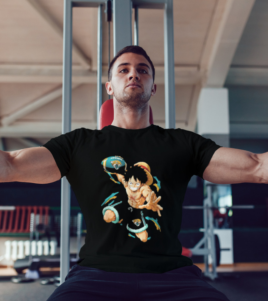Jacksonville Jaguars Anime Character With Straw Hat Throwing Football T-Shirt
