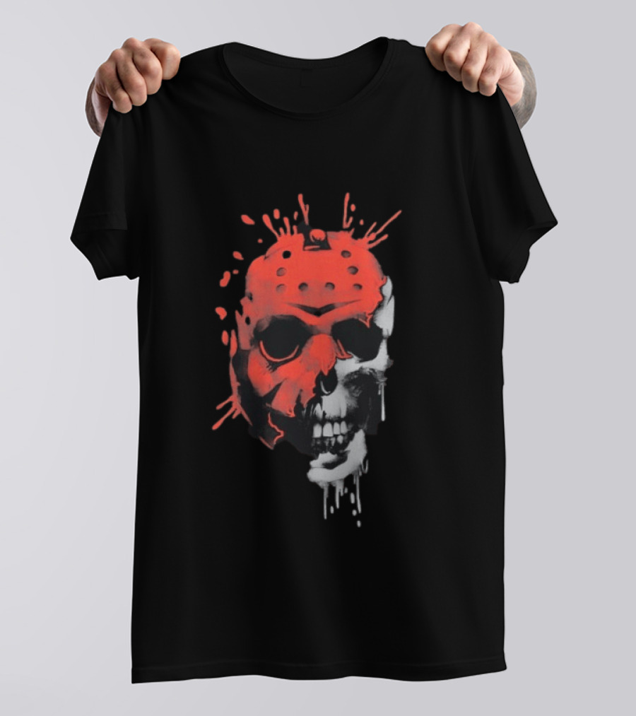 Jason Voorhees Unmasked Skull Horror Splatter T-Shirt