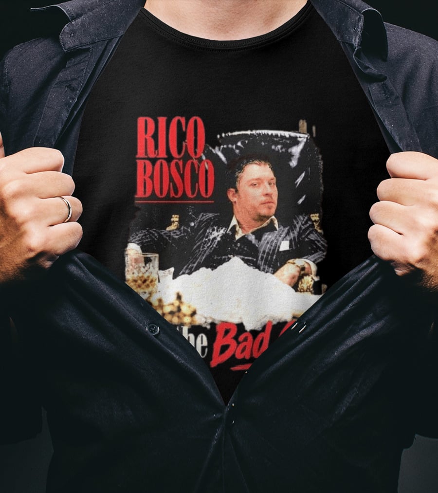 Rico Bosco I'm The Bad Guy Black Suit Reclining Chair Whiskey T-Shirt