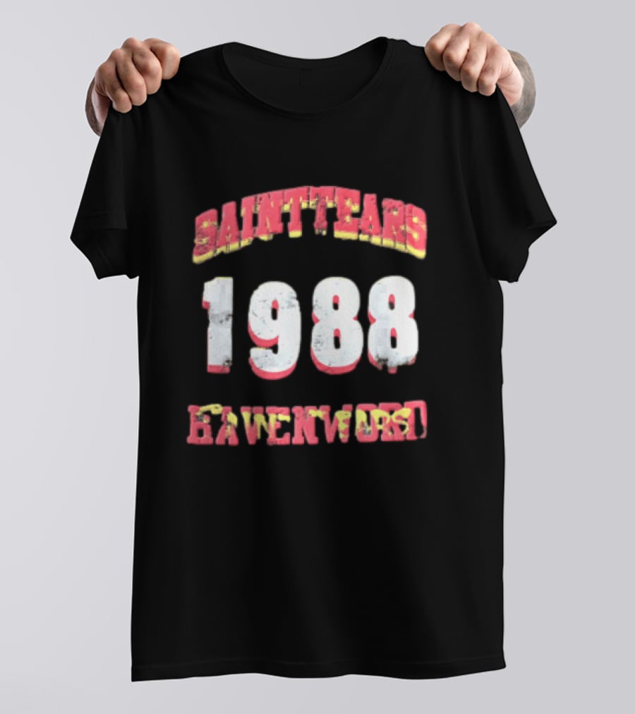 Saint Tears Havenford 1988 Distressed Athletic Block Font Numbers T-Shirt