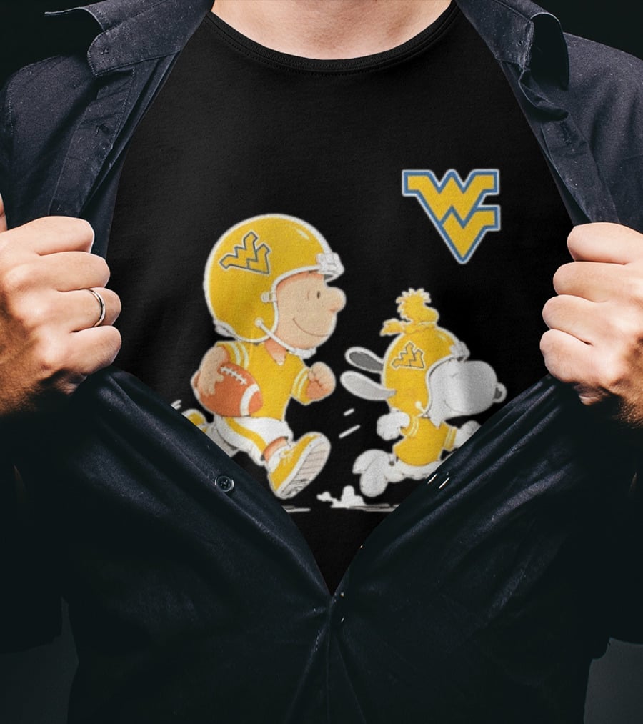 West Virginia Mountaineers Football Snoopy Woodstock Charlie Brown NCAA Running T-Shirt