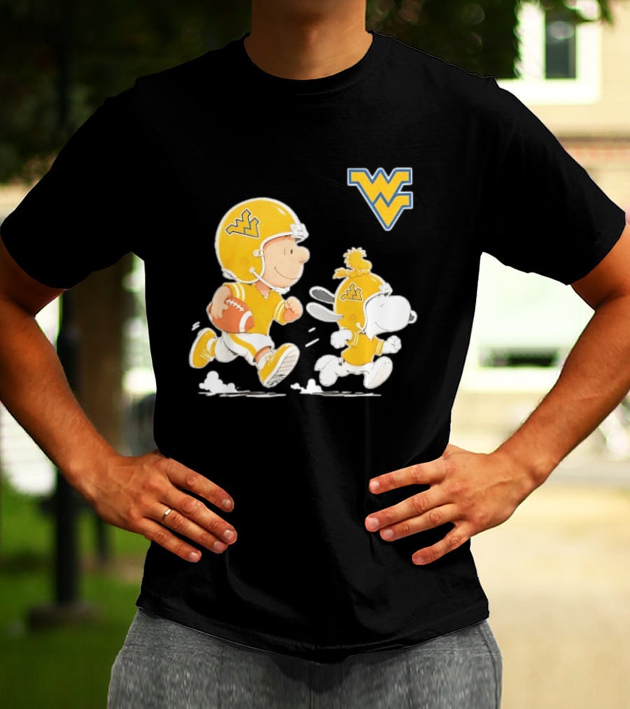 West Virginia Mountaineers Football Snoopy Woodstock Charlie Brown NCAA Running T-Shirt