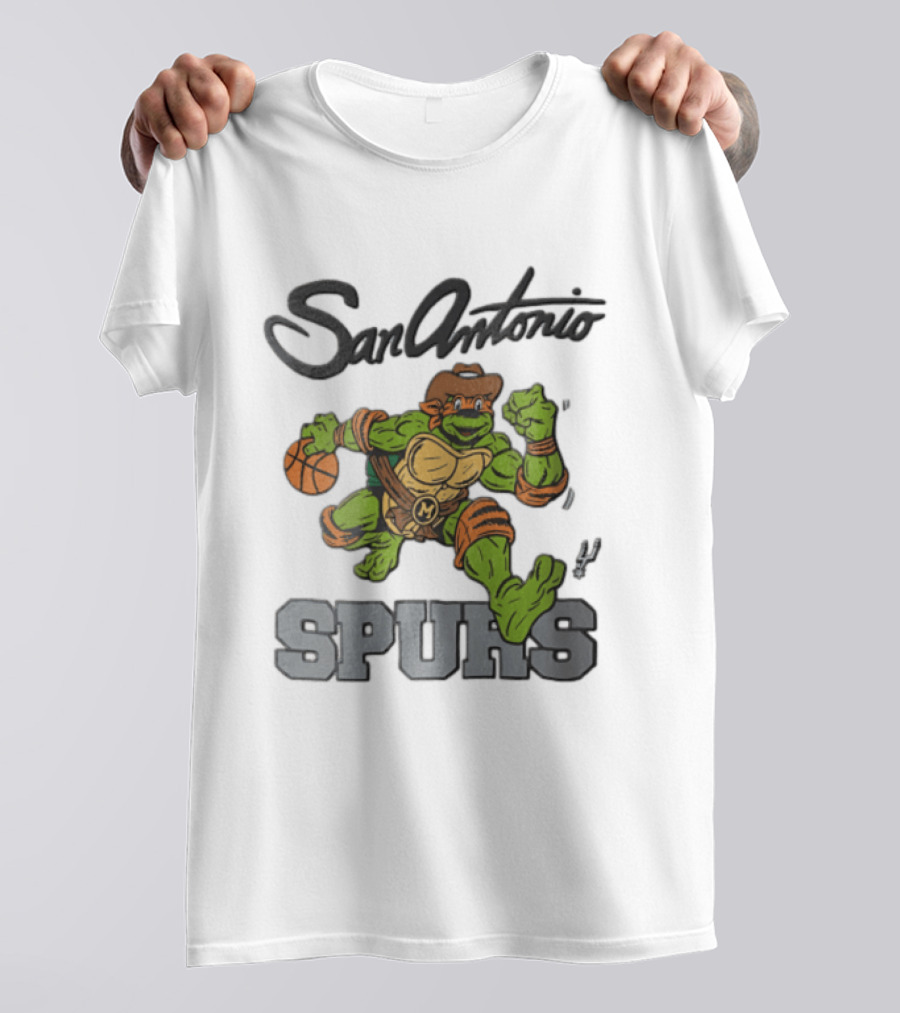 San Antonio Spurs Cartoon Turtle Cowboy Basketball T-Shirt