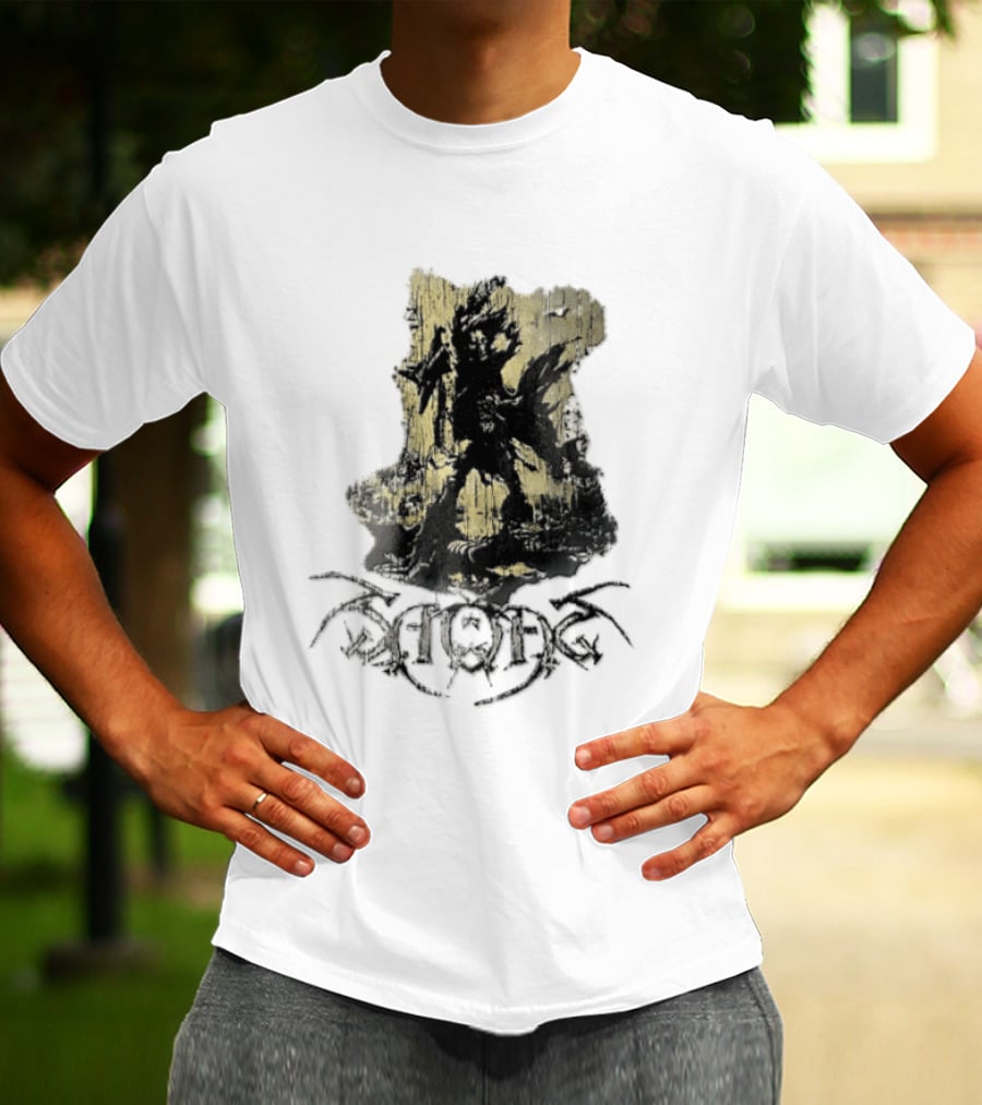 Savatage Skeleton Reaper Flying V Guitar Gold Distressed T-Shirt