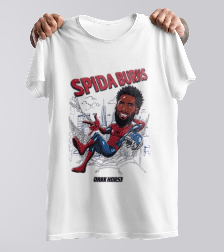 Spida Burns Dark Horse With Spider Man New York Giants T-Shirt