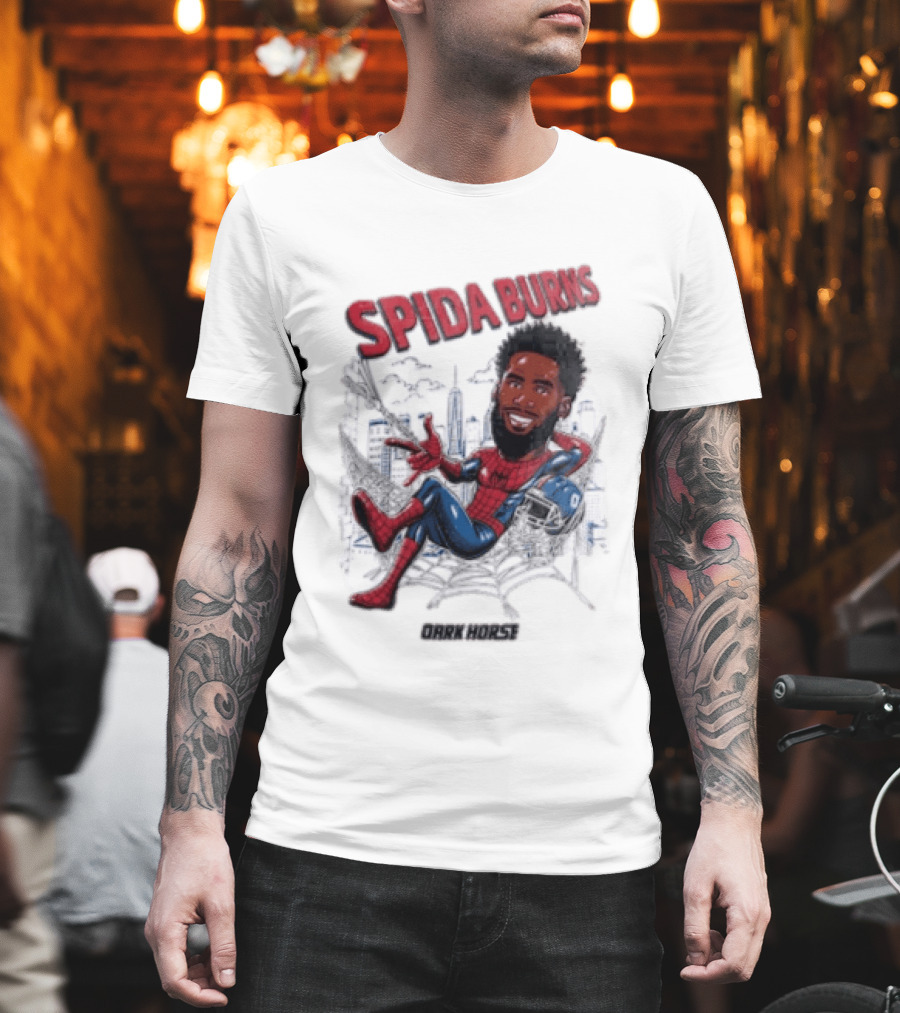 Spida Burns Dark Horse With Spider Man New York Giants T-Shirt