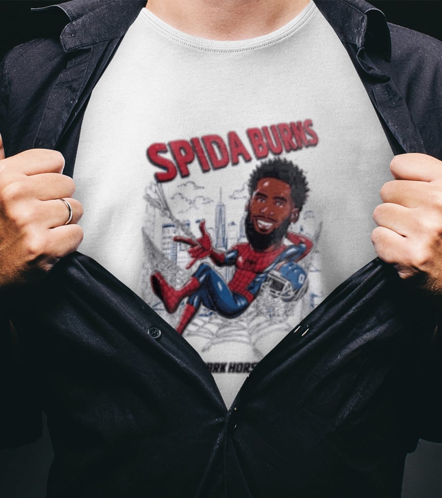 Spida Burns Dark Horse With Spider Man New York Giants T-Shirt