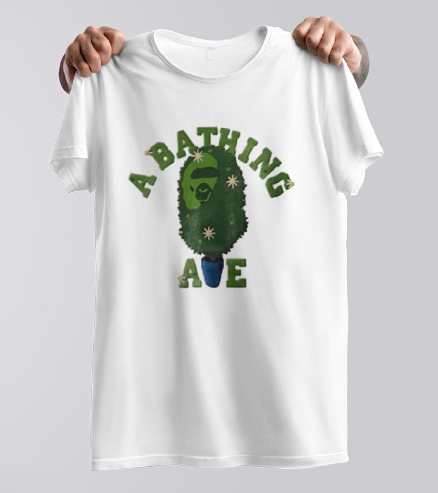 A Bathing Ape Topiary Bush Potted Blue Planter Yellow Flowers T-Shirt