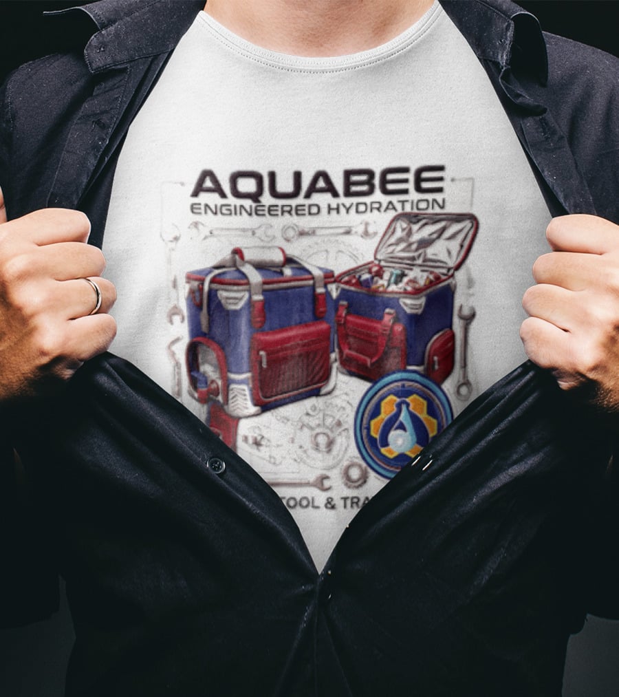 Aquabee Engineered Hydration Premium Tool And Travel Gear Cooler Blueprint T-Shirt