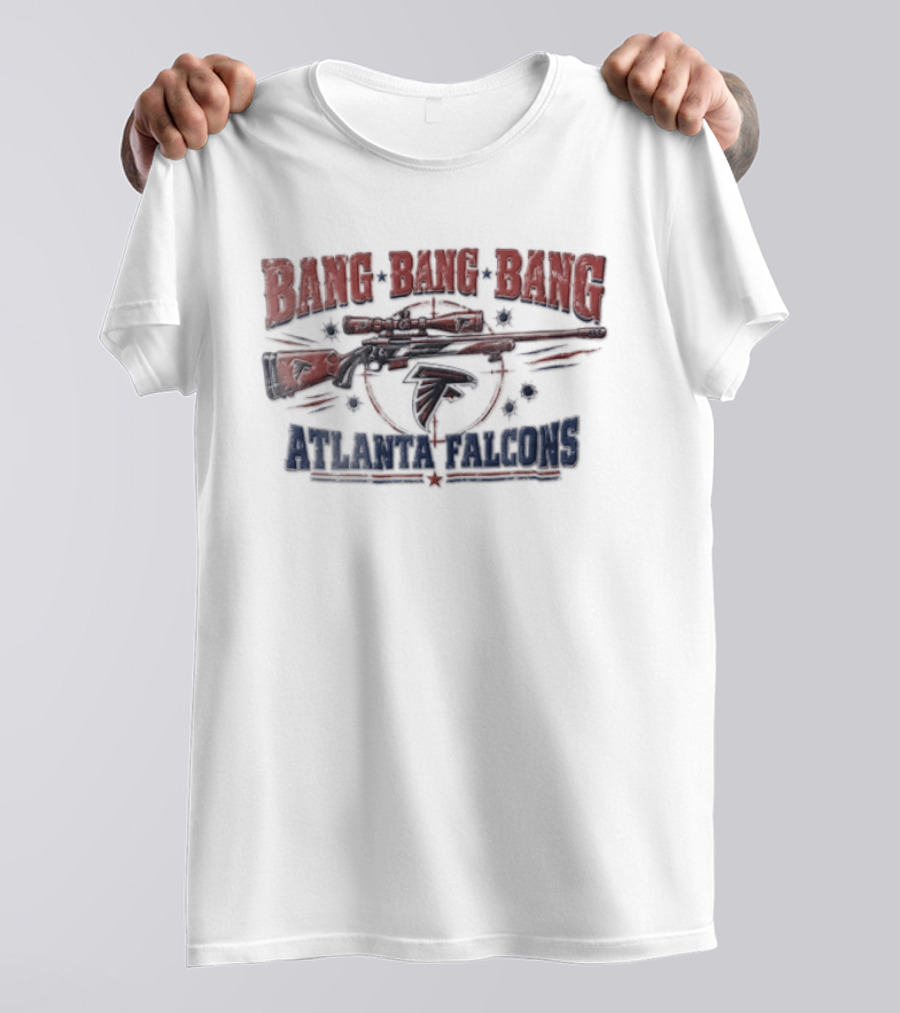 Atlanta Falcons Bang Bang Bang Sniper Rifle Crosshairs Bullet Holes T-Shirt