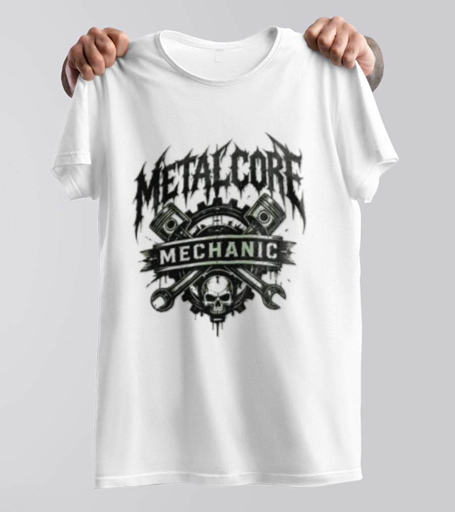 Metalcore Mechanic Skull Pistons Wrenches T-Shirt