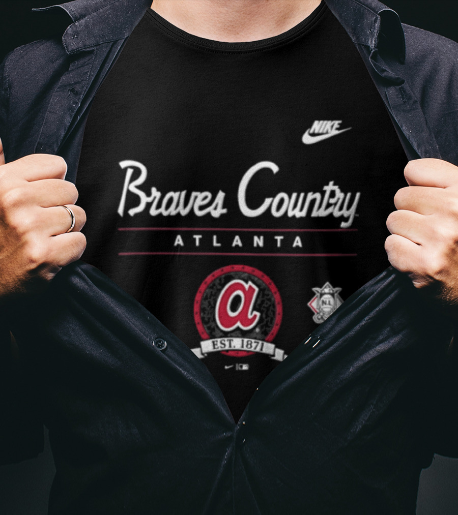 Atlanta Braves Country 1871 Team Baseball Script Nike T-Shirt