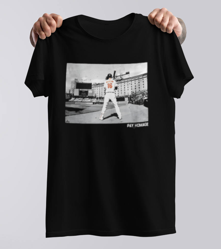 Baltimore Orioles Mancini Batter Home Plate Stadium Pay Homage T-Shirt