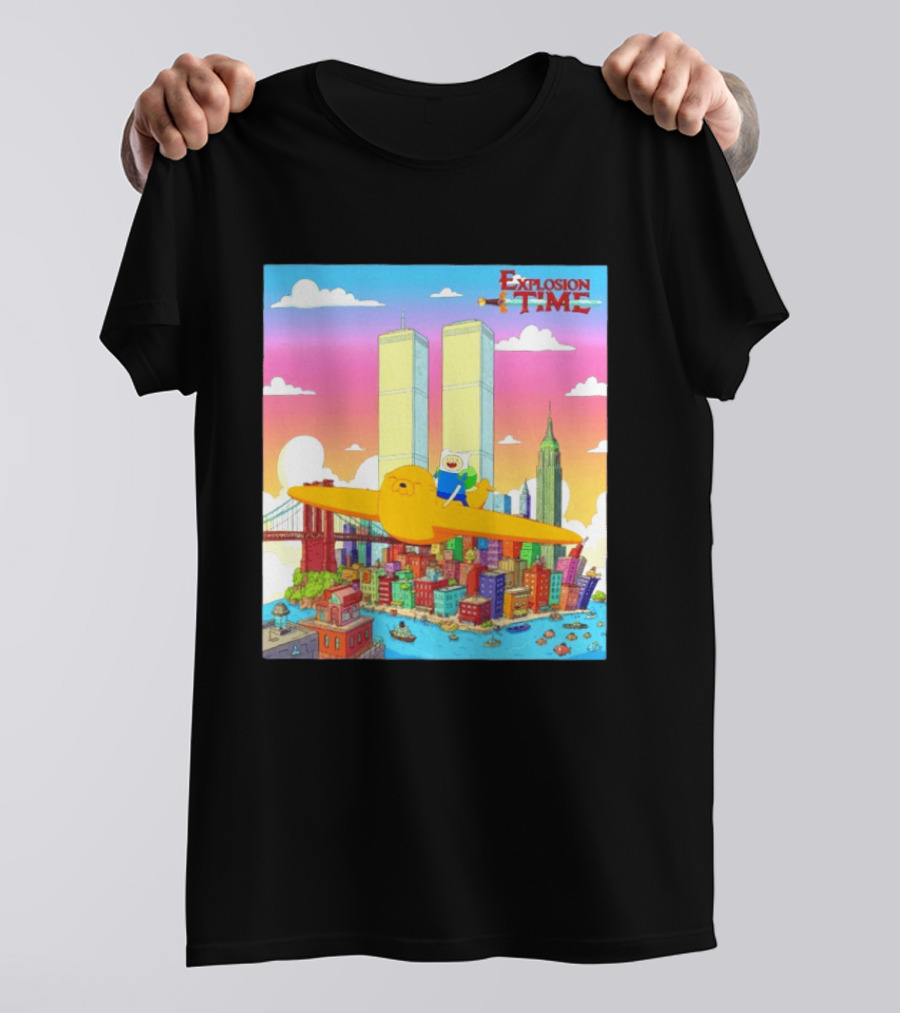 Explosion Time Adventure Finn And Jake NYC Skyline T-Shirt