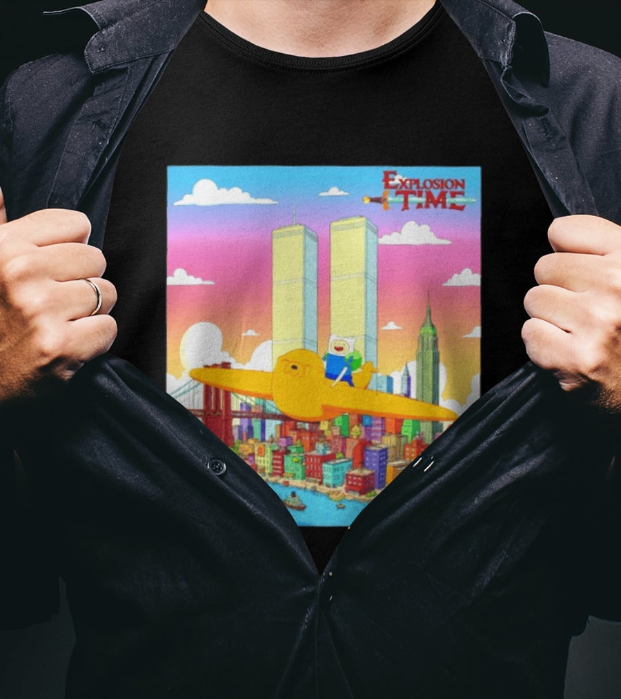 Explosion Time Adventure Finn And Jake NYC Skyline T-Shirt