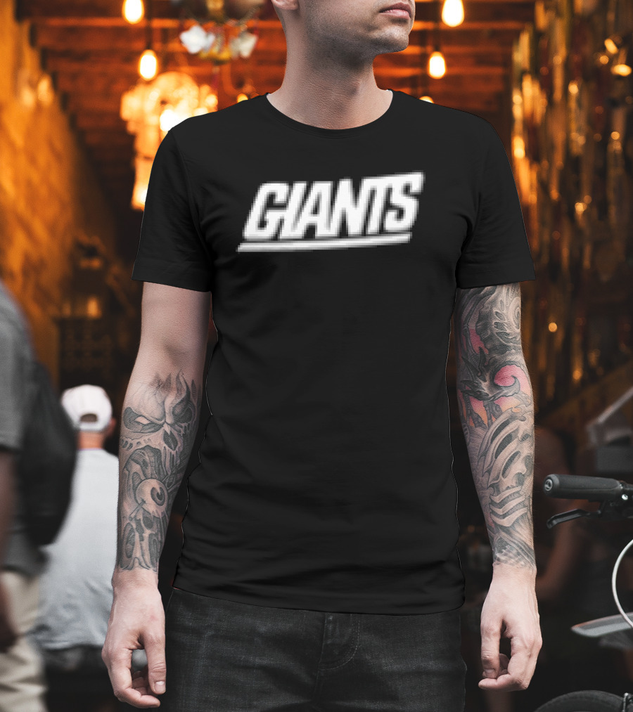 Giants Text Bold White Font Left Chest Placement T-Shirt