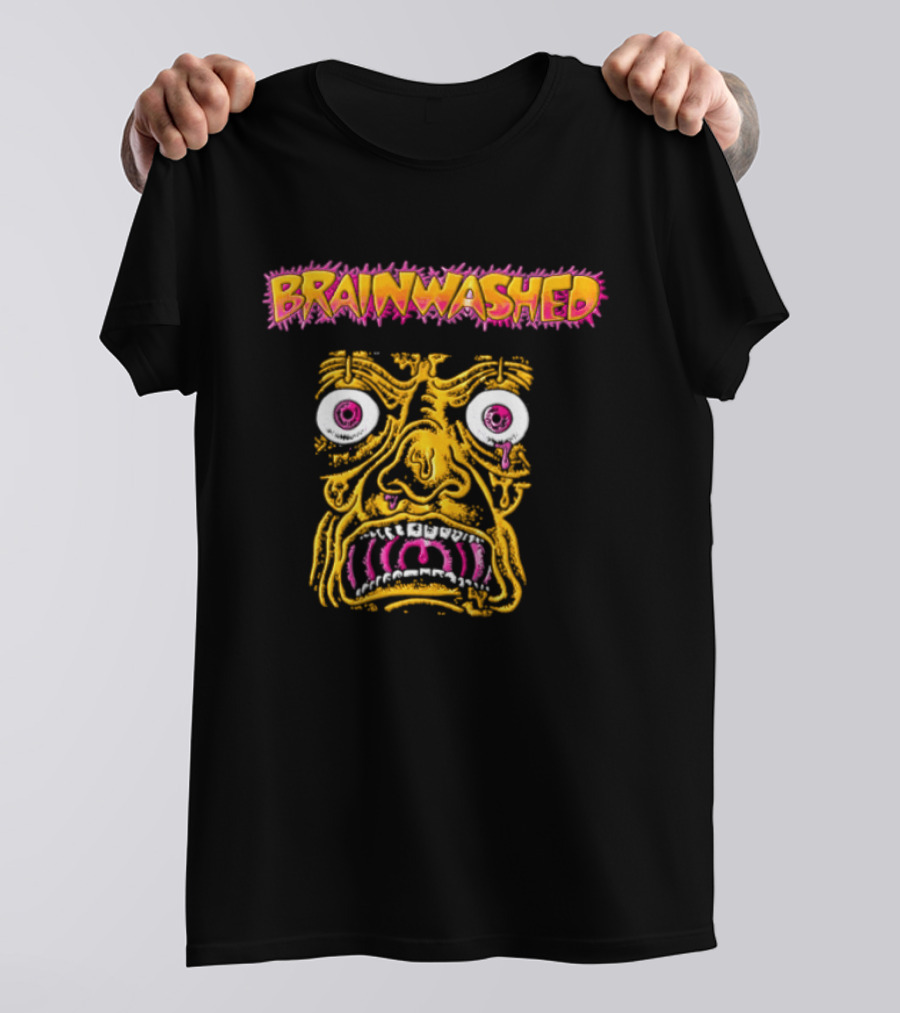 Brainwashed Distorted Melting Face Pink Eyes Vibrant Expression T-Shirt