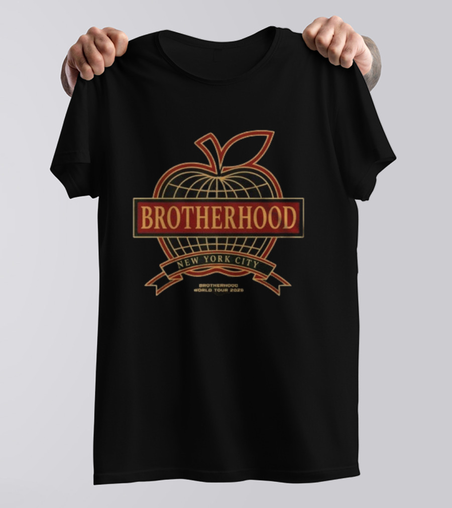 Brotherhood New York City World Tour 2026 Apple Globe T-Shirt