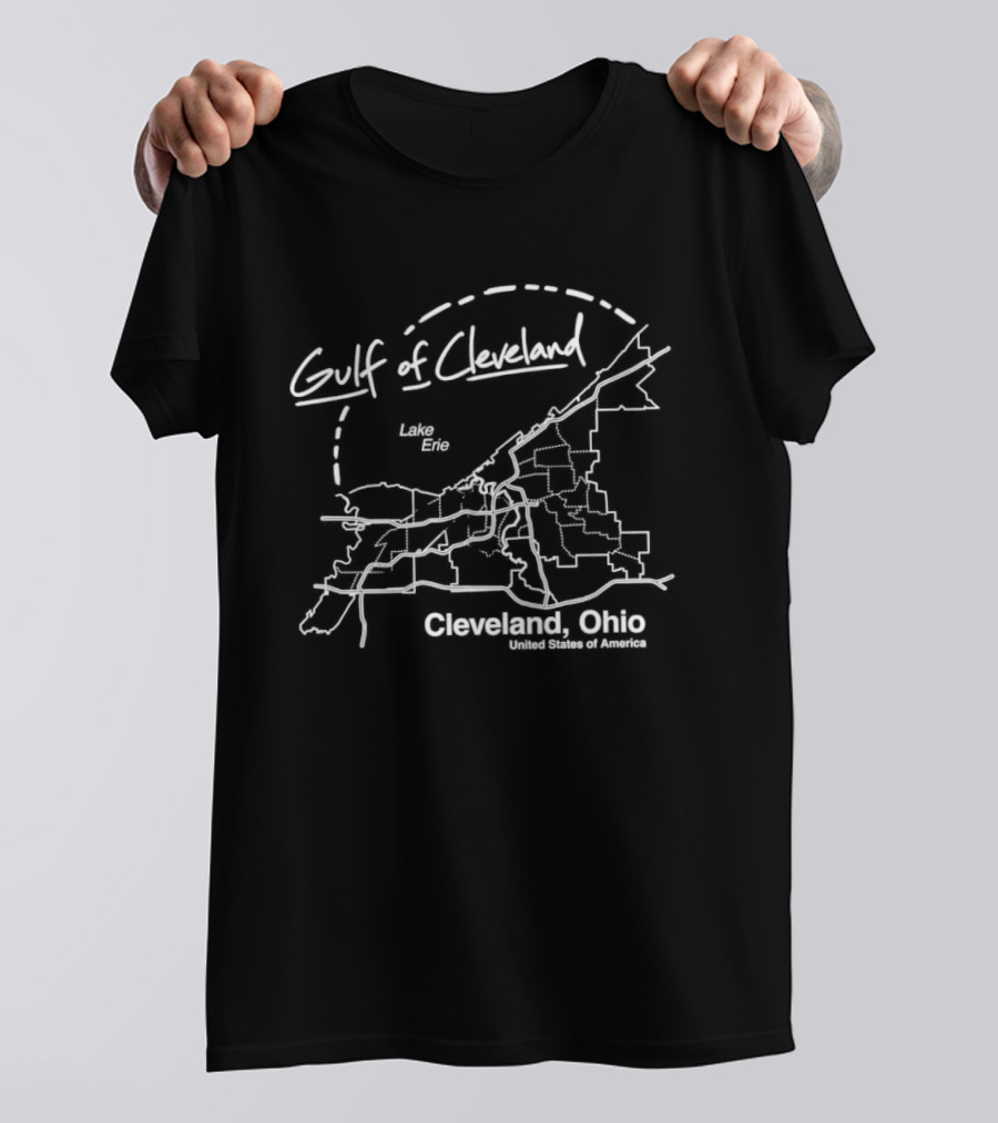Gulf Of Cleveland Ohio Map Lake Erie Geography Cleveland Ohio White People Republic T-Shirt