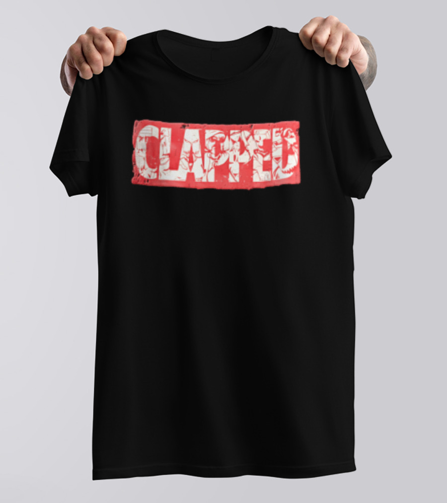 Clapped Red Box Bold Typographic T-Shirt