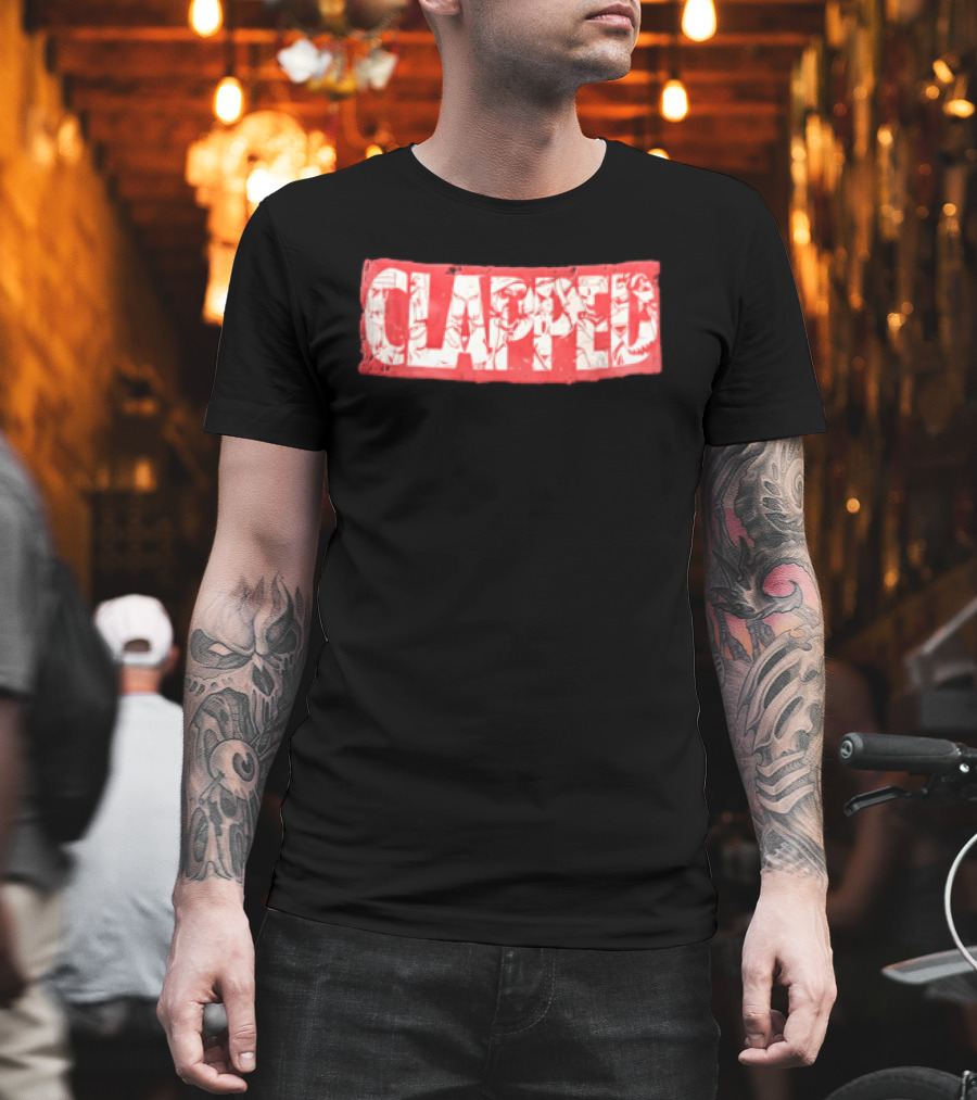 Clapped Red Box Bold Typographic T-Shirt