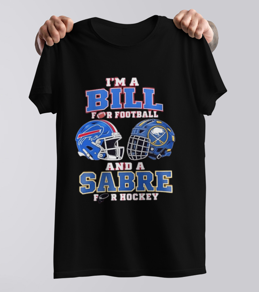 Buffalo Bill Football And Sabre Hockey Fan Helmets T-Shirt