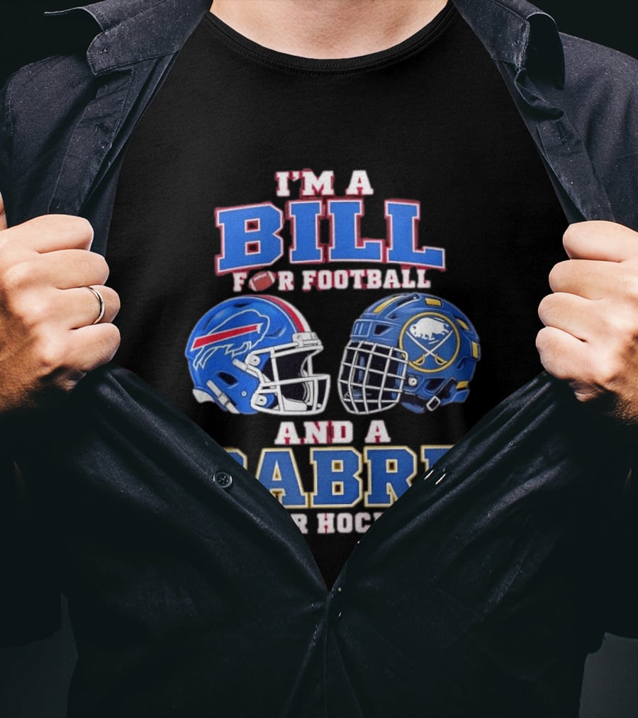 Buffalo Bill Football And Sabre Hockey Fan Helmets T-Shirt