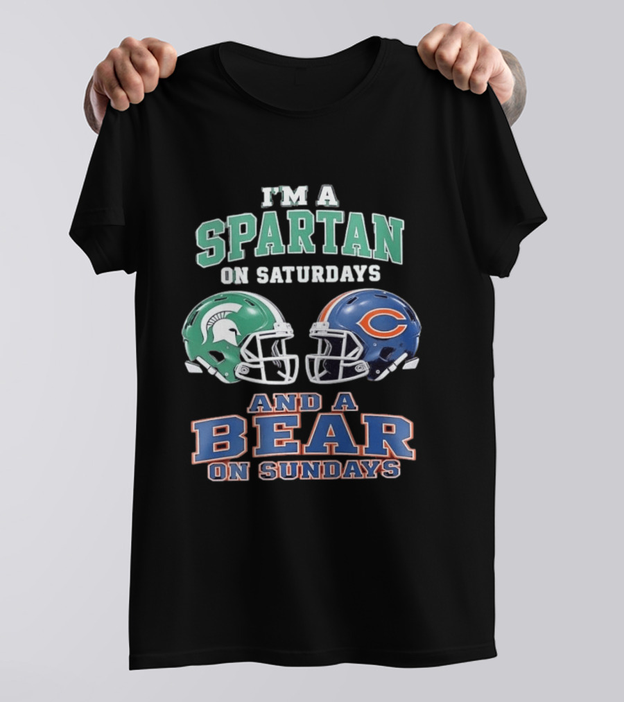 I'm A Spartan On Saturdays Bear Helmet Sundays T-Shirt