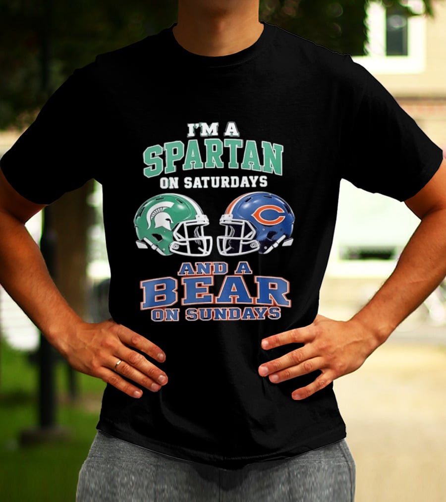 I'm A Spartan On Saturdays Bear Helmet Sundays T-Shirt