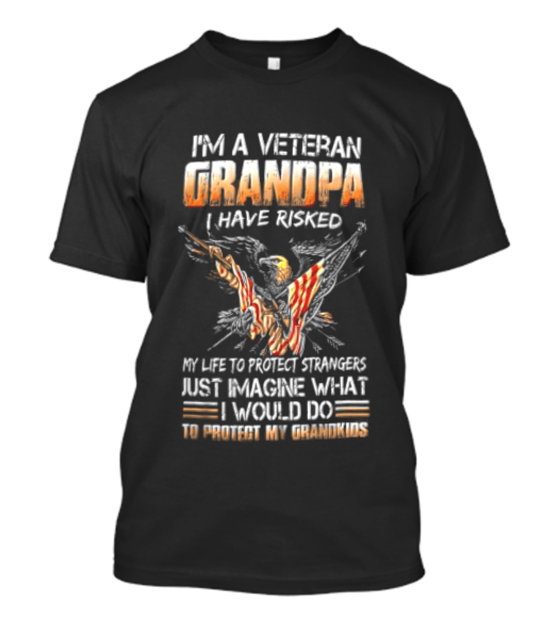 I'm A Veteran Grandpa I Have Risked My Life To Protect Strangers Just Imagine What I Would Do To Protect My Grandkids T-Shirt