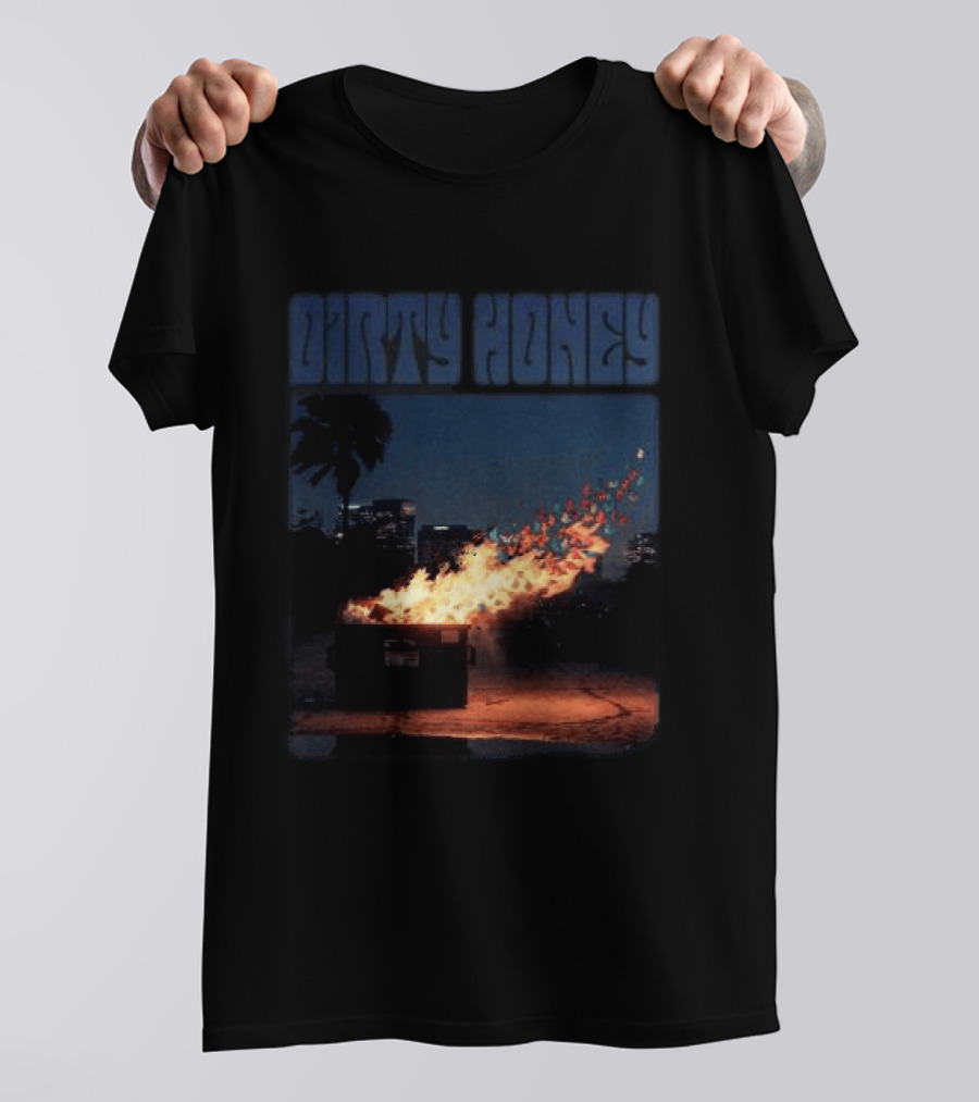 Dirty Honey Dumpster Fire Album Cover Vintage Aesthetic T-Shirt