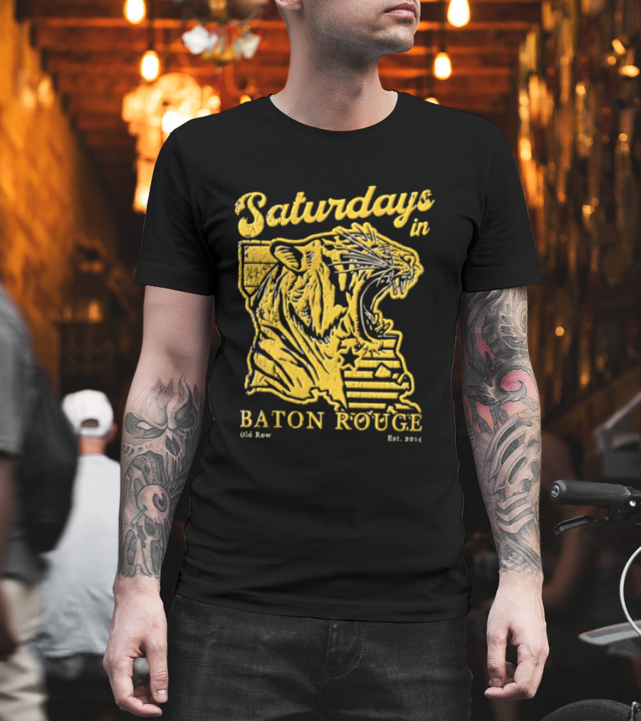 Saturdays In Baton Rouge Kyle Row Miami OH Roaring Tiger Head Louisiana Est 2014 T-Shirt
