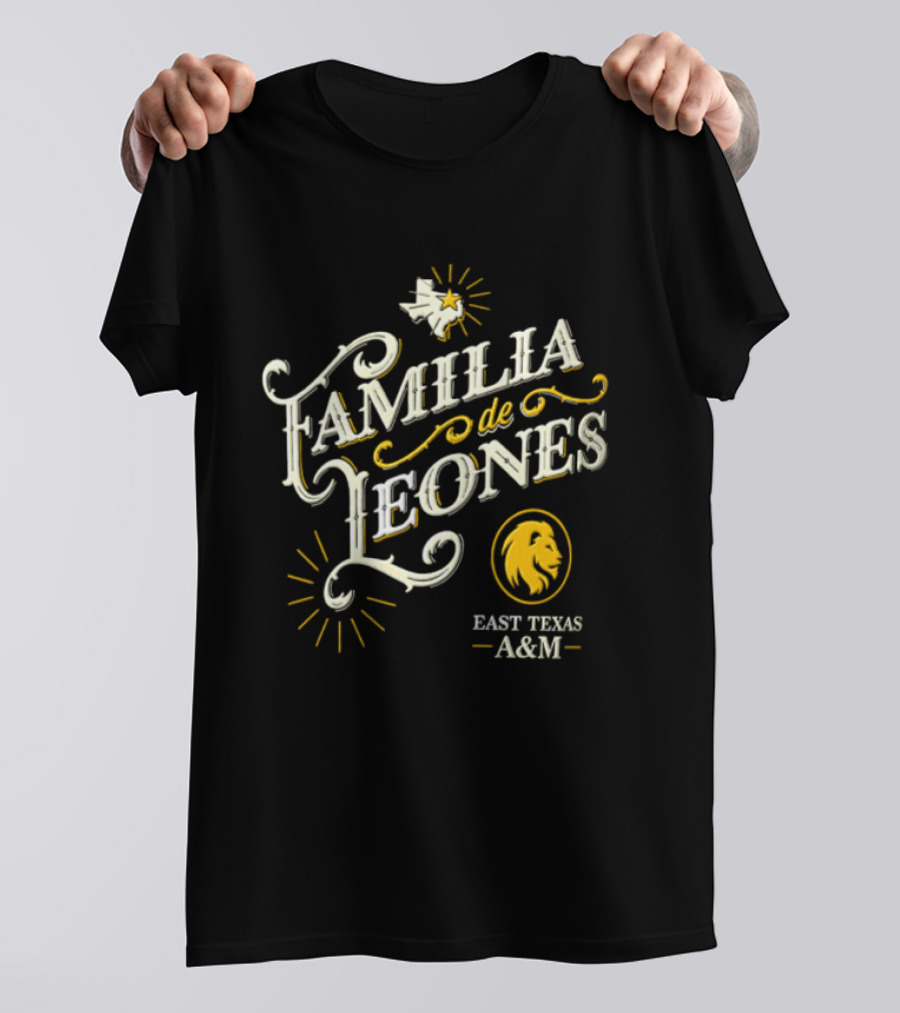 Familia De Leones East Texas A&M Map Star Lion T-Shirt