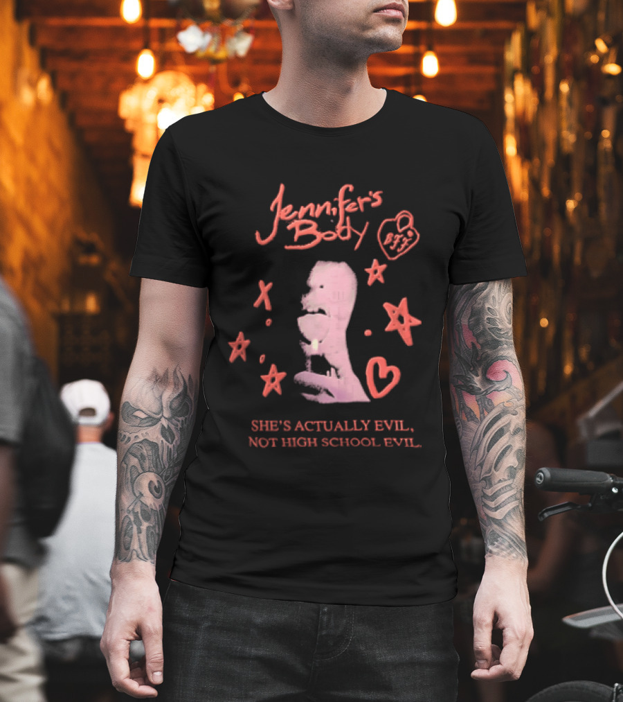 Jennifer's Body She's Actually Evil Not High School Evil Stars And Heart T-Shirt