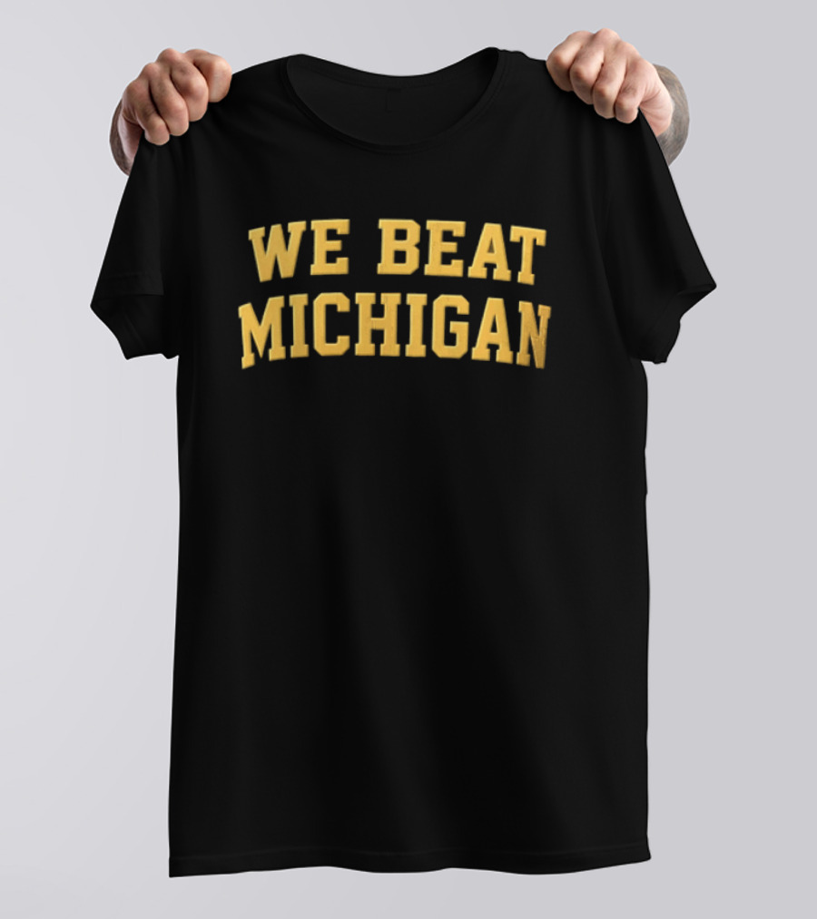 NCAA We Beat Michigan Yellow Varsity Lettering Brown T-Shirt