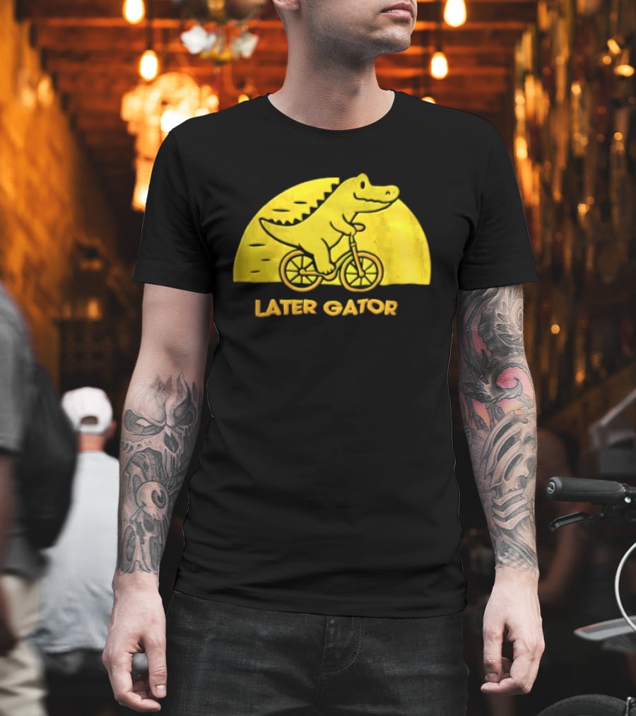 Later Gator Riding Bicycle Fun T-Shirt