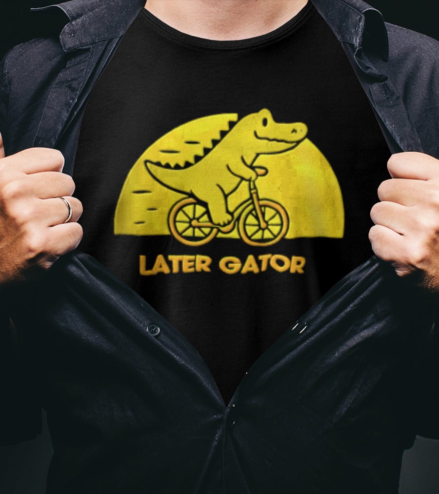 Later Gator Riding Bicycle Fun T-Shirt