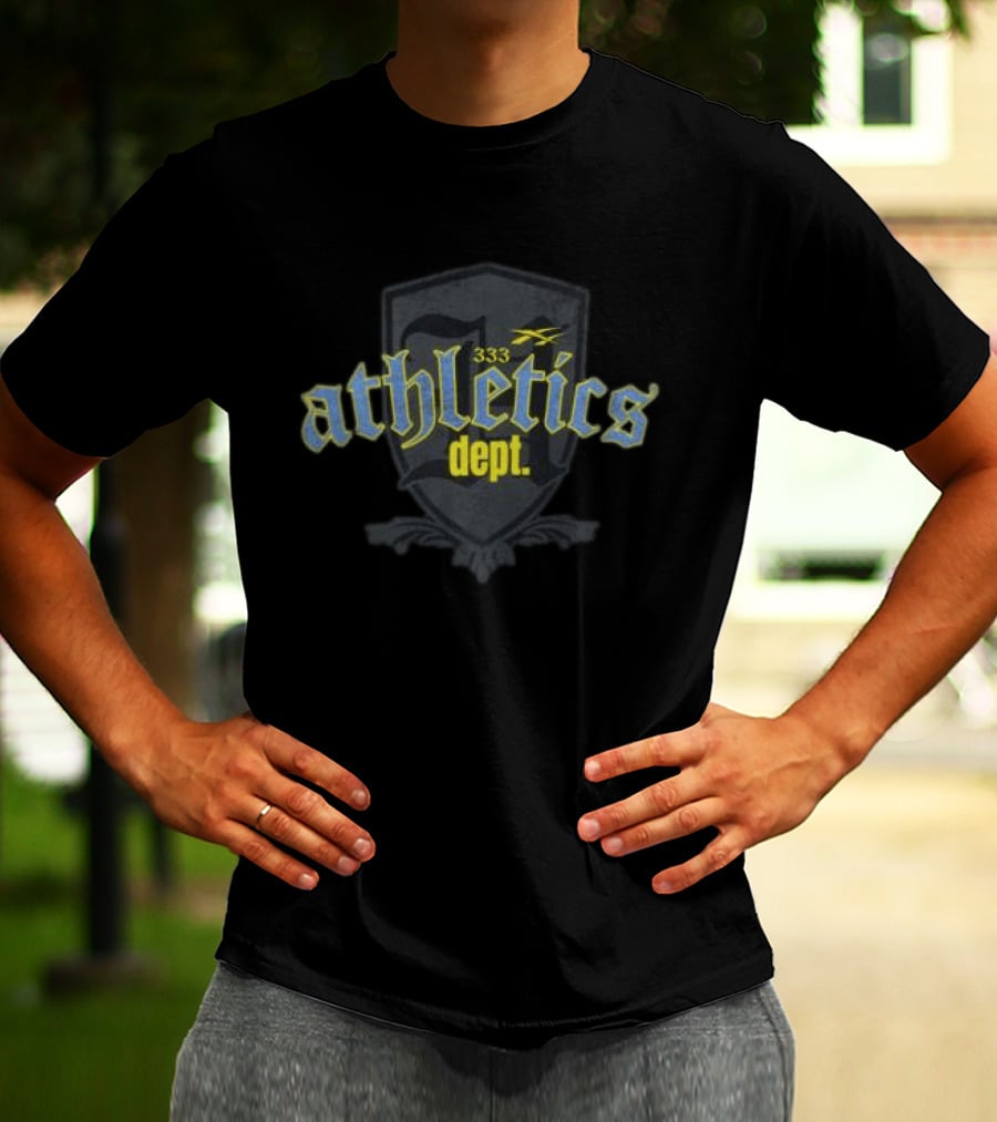 Revenge Store Glitter Arch Black Athletics Dept 333 T-Shirt