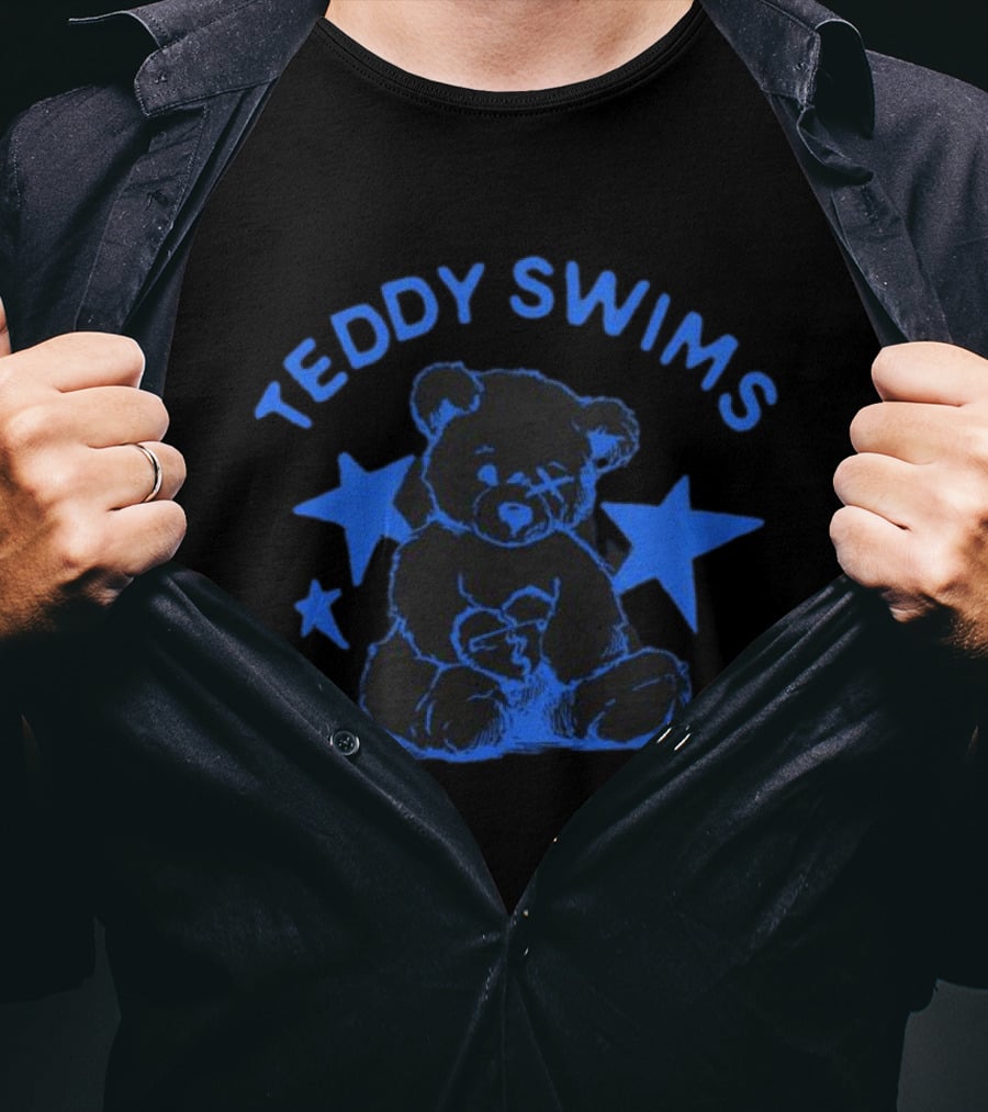 Teddy Swims Teddy Stars Bear Illustration In Blue With Stars T-Shirt