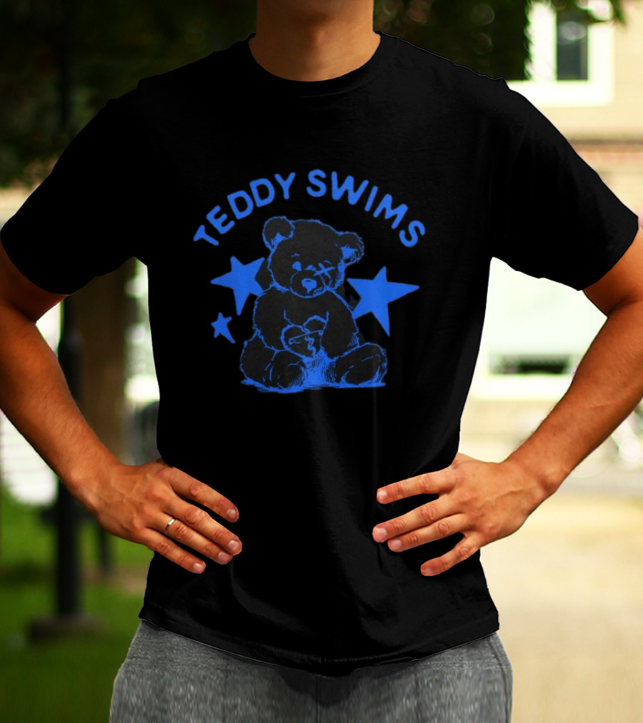 Teddy Swims Teddy Stars Bear Illustration In Blue With Stars T-Shirt