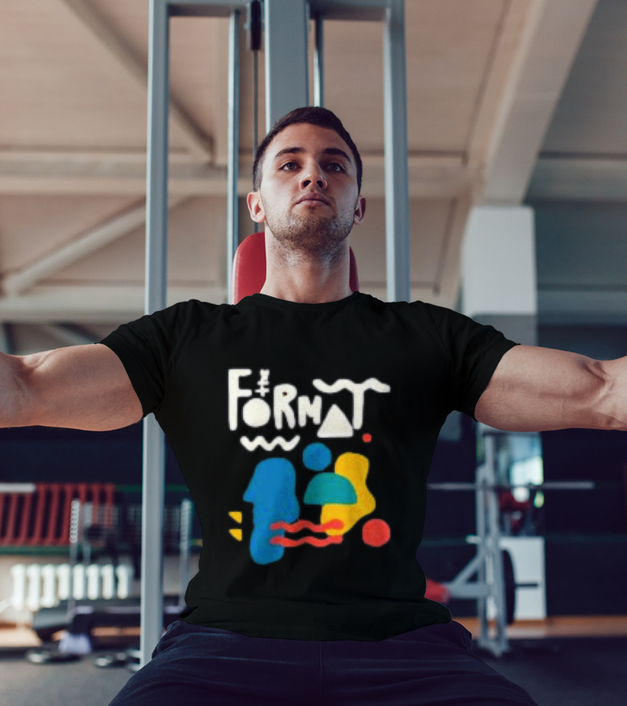 The Format Shop Abstract Shapes Colorful Graphic Black Zip T-Shirt