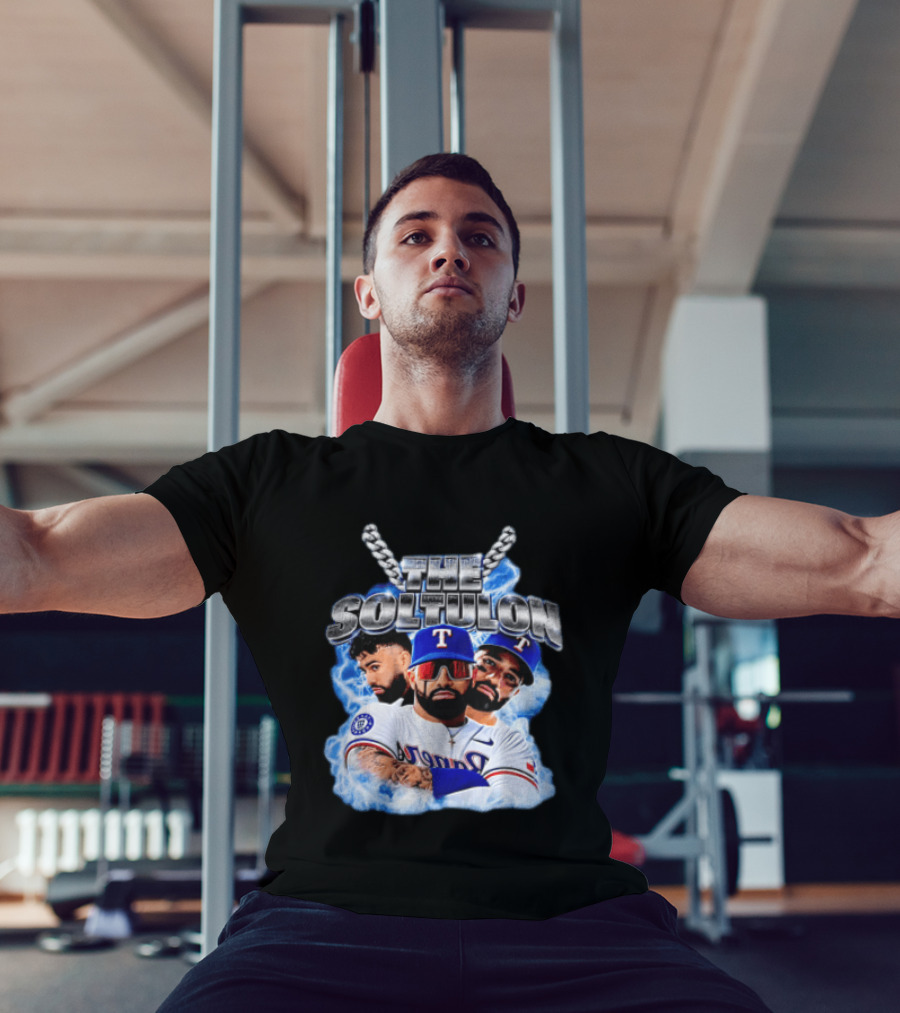 The Soltulon Texas Rangers Baseball Players Trio With Electric Blue T-Shirt