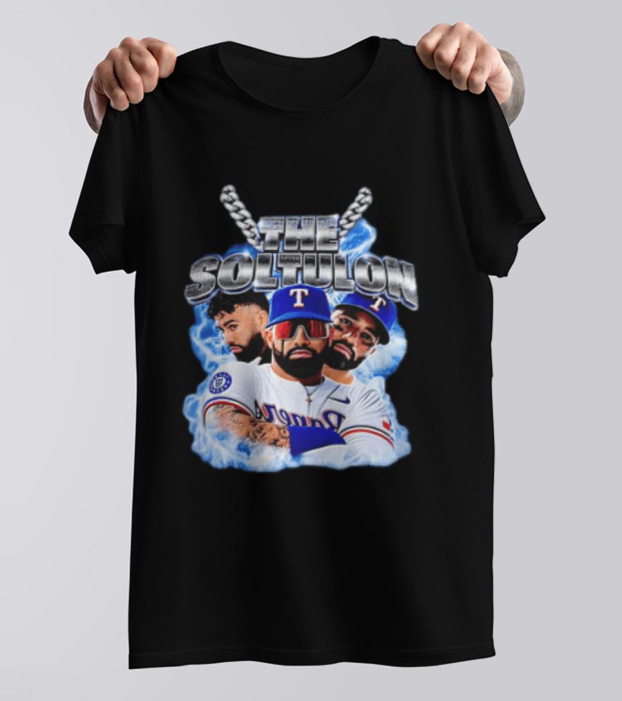 The Soltulon Texas Rangers Baseball Players Trio With Electric Blue T-Shirt