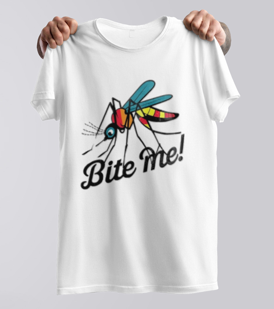 Bite Me Colorful Mosquito Cartoon Vibrant Insect T-Shirt