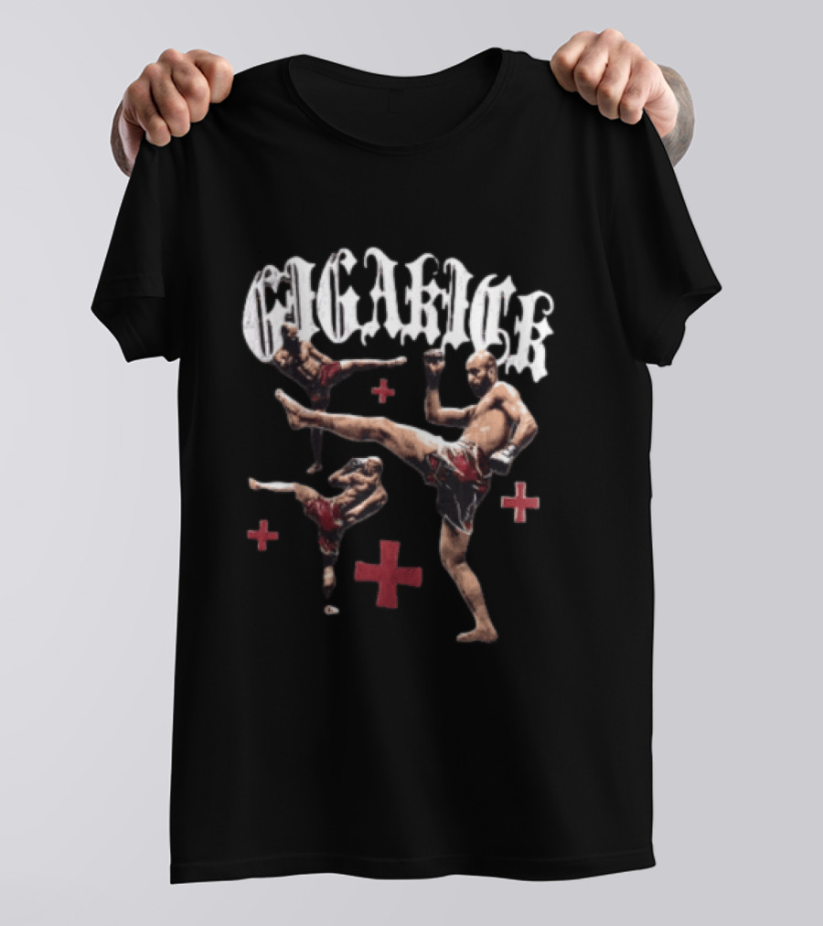 Giga Kick Three Fighters Performing Roundhouse Kicks T-Shirt