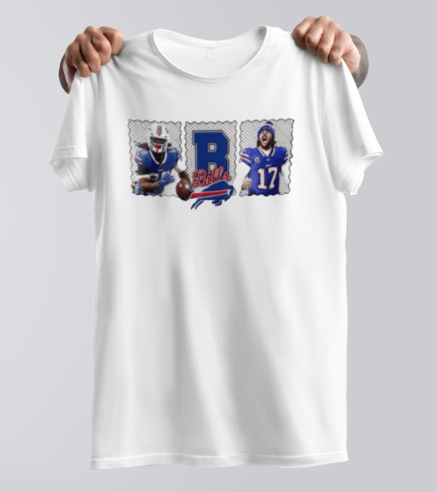 Buffalo Bills James Cook 28 Josh Allen 17 Celebrating Football Players T-Shirt